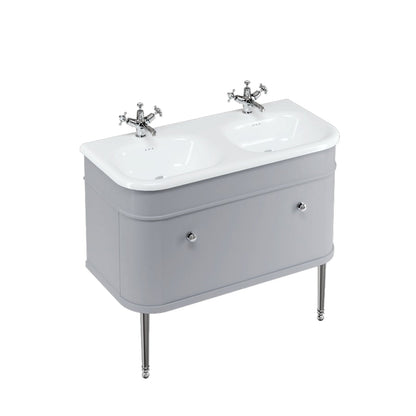 Burlington Bathrooms Chalfont 1000mm Single Drawer Unit with Natural Stone Roll Top Basin - Classic Grey