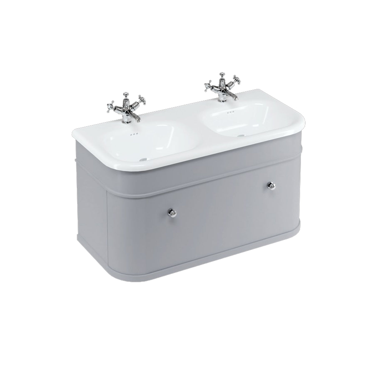 Burlington Bathrooms Chalfont 1000mm Single Drawer Unit with Natural Stone Roll Top Basin - Classic Grey