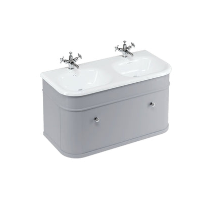 Burlington Bathrooms Chalfont 1000mm Single Drawer Unit with Natural Stone Roll Top Basin - Classic Grey