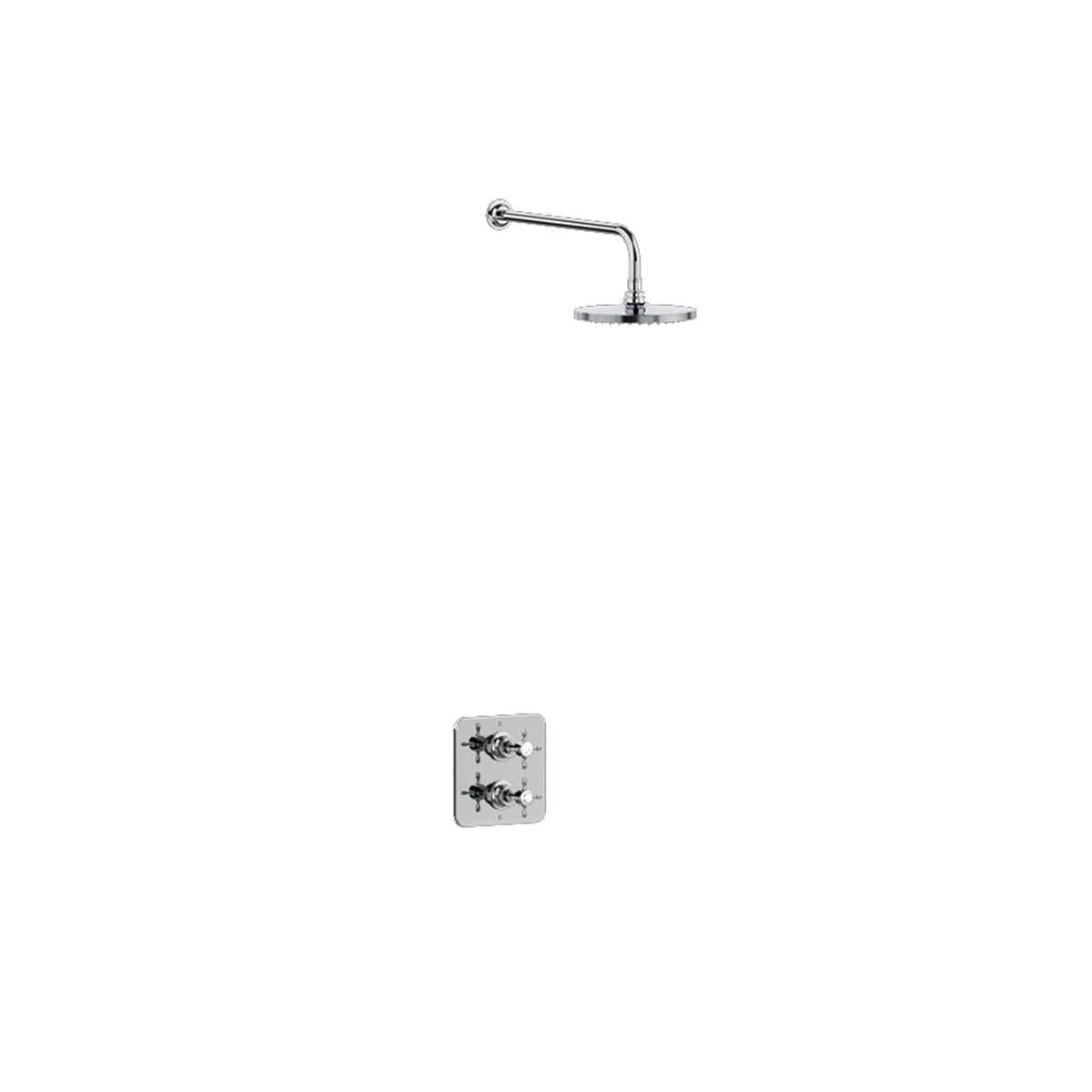 Burlington Guild GUSHOWERPACKSQ2 Square Thermostatic Single Outlet Concealed Shower Valve with Fixed Shower Arm & Head