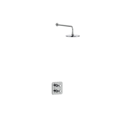 Burlington Guild GUSHOWERPACKSQ2 Square Thermostatic Single Outlet Concealed Shower Valve with Fixed Shower Arm & Head