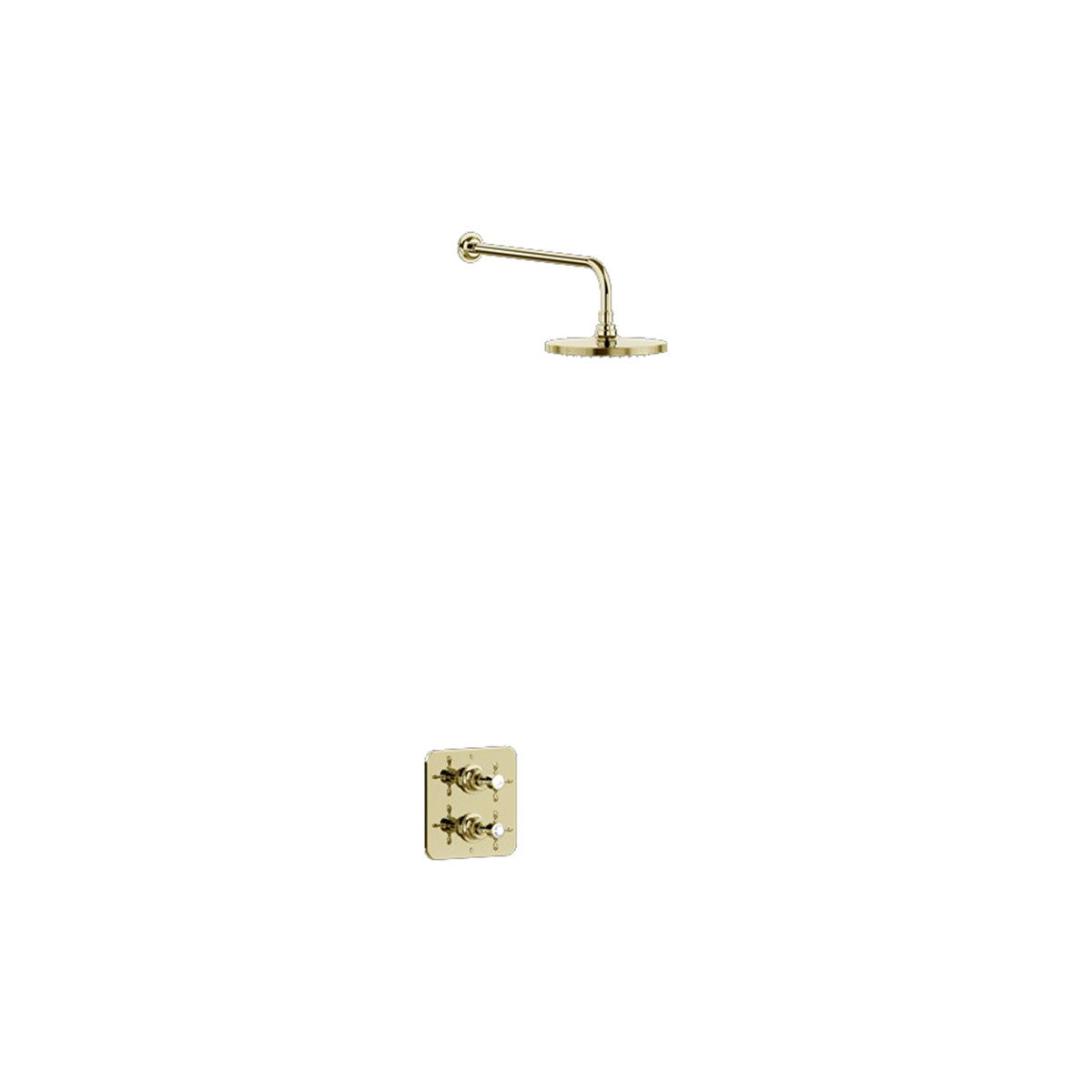 Burlington Guild GUSHOWERPACKSQ2 Square Thermostatic Single Outlet Concealed Shower Valve with Fixed Shower Arm & Head