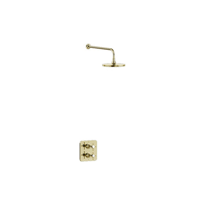 Burlington Guild GUSHOWERPACKSQ2 Square Thermostatic Single Outlet Concealed Shower Valve with Fixed Shower Arm & Head