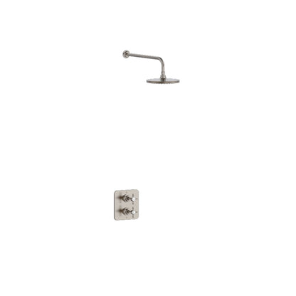Burlington Guild GUSHOWERPACKSQ2 Square Thermostatic Single Outlet Concealed Shower Valve with Fixed Shower Arm & Head