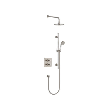 Burlington Guild GUSHOWERPACKSQ4 Square Thermostatic Dual Outlet Concealed Diverter Shower Valve Fixed Shower Arm & Head, Rail, Hose, Handset & Outlet Elbow