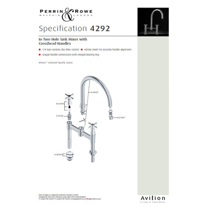 Perrin and Rowe IO 4292 Mixer Tap with Crosshead Handles