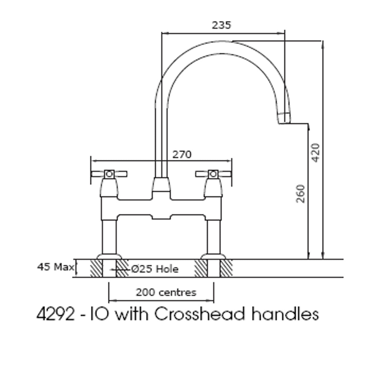 Perrin and Rowe IO 4292 Mixer Tap with Crosshead Handles