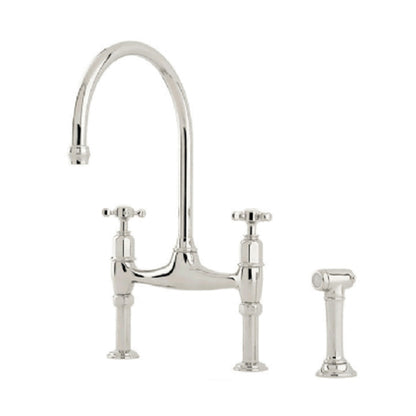 Perrin & Rowe Ionian 4172 Tap With Pull-Out Spray Rinse, Crosshead Handles