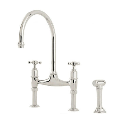 Perrin & Rowe Ionian 4172 Tap With Pull-Out Spray Rinse, Crosshead Handles