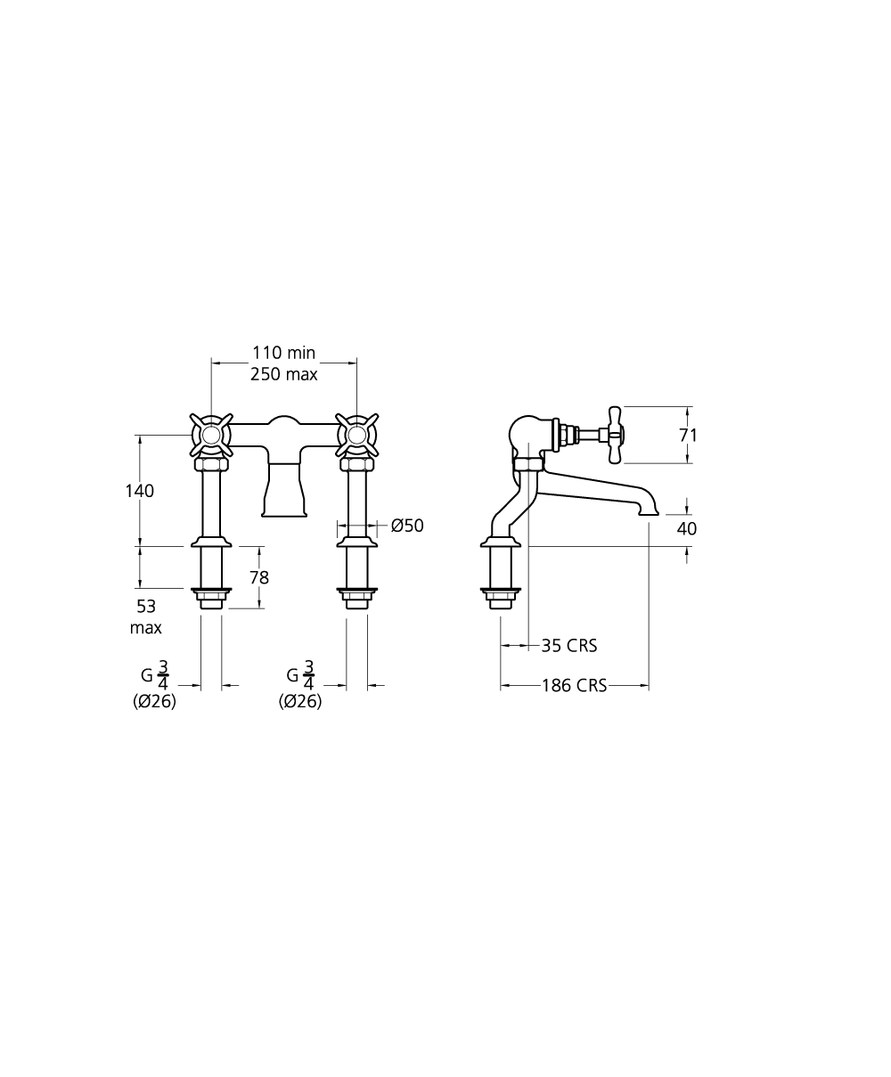 Lefroy Brooks Classic Deck Mounted Bath Filler LB1107