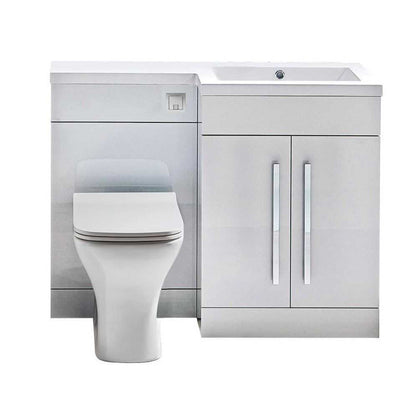 Luxe81 Lili 1100mm L Shape Bathroom Furniture Set - 2 Door - Gloss White