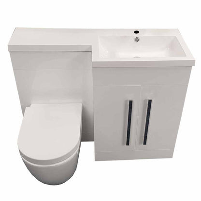 Luxe81 Lili 1100mm L Shape Bathroom Furniture Set - 2 Door - Gloss White