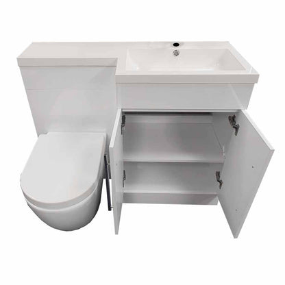 Luxe81 Lili 1100mm L Shape Bathroom Furniture Set - 2 Door - Gloss White