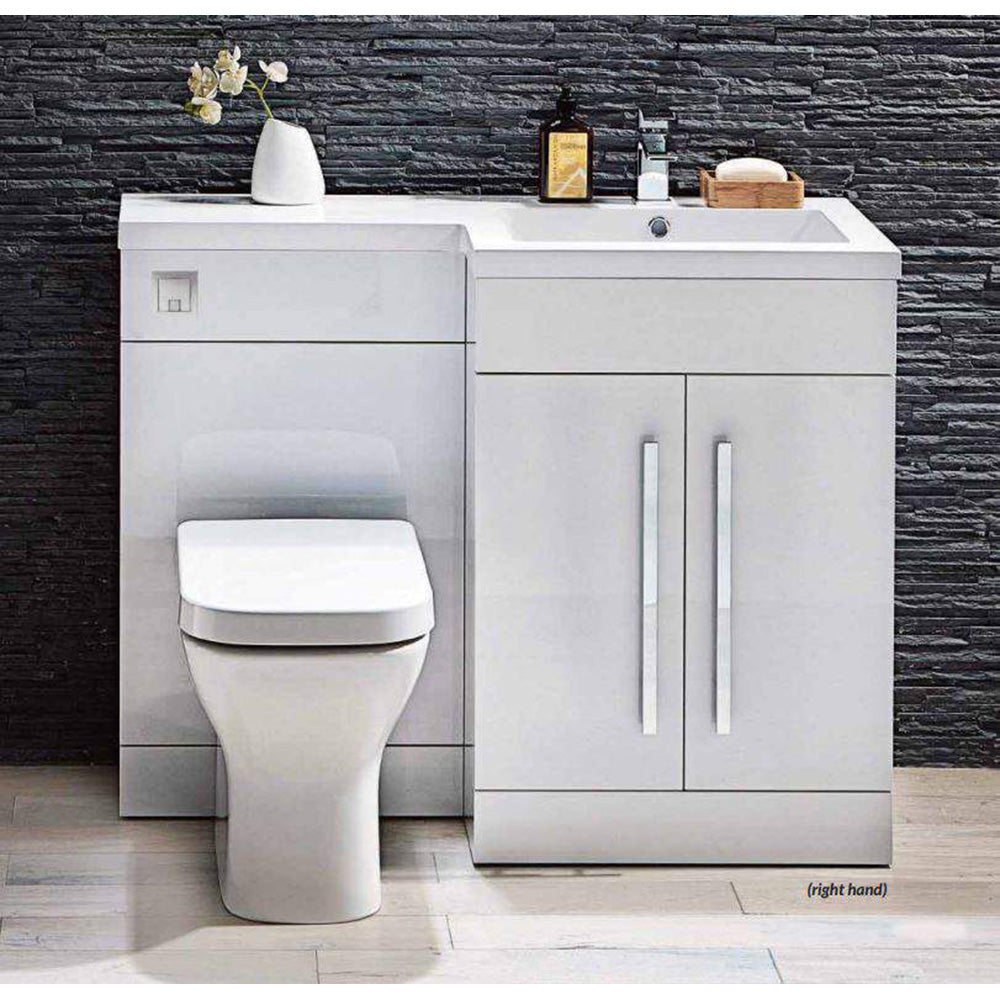 Luxe81 Lili 1100mm L Shape Bathroom Furniture Set - 2 Door - Gloss White