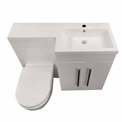 Luxe81 Lili 1100mm L Shape Bathroom Furniture Set - 2 Door - Gloss White