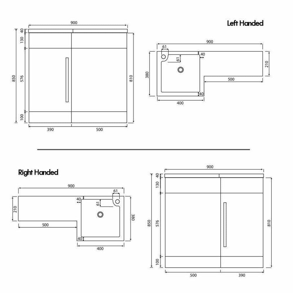 Luxe81 Lili 900mm Bathroom Furniture Pack - Gloss White