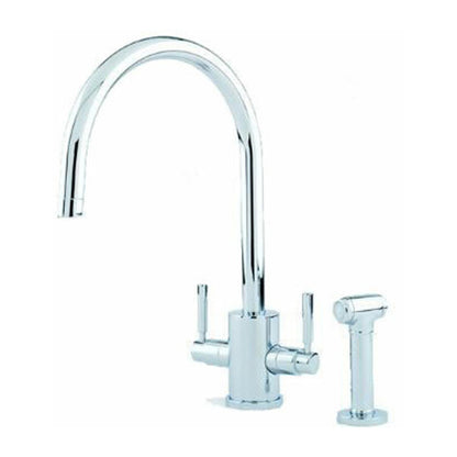 Perrin and Rowe Orbiq 4312 C-Spout Mixer Tap with Lever Handles and Rinse