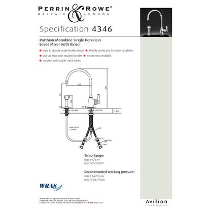 Perrin & Rowe Parthian 4346 (with Rinse) Kitchen Tap