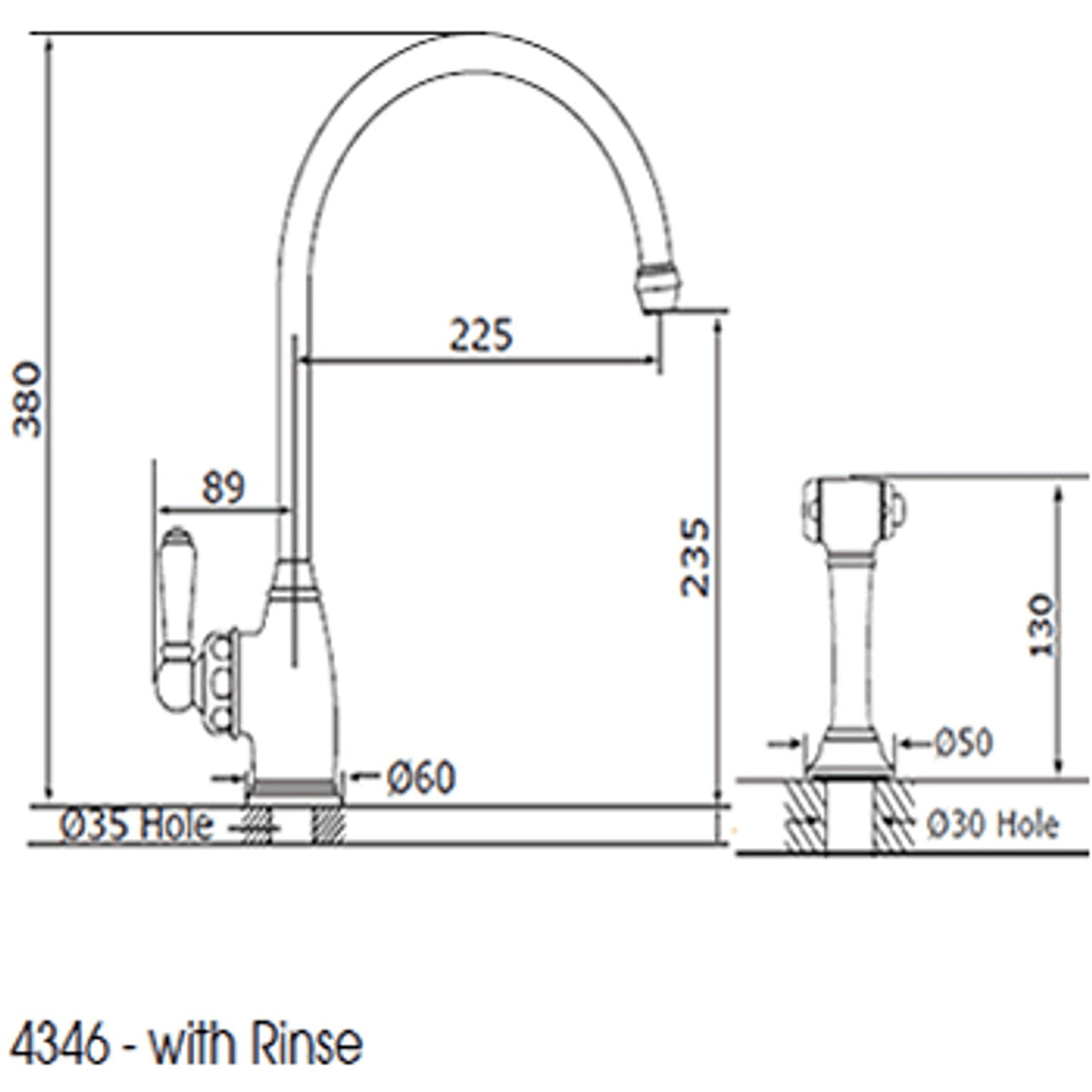Perrin & Rowe Parthian 4346 (with Rinse) Kitchen Tap