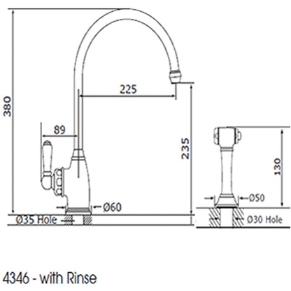 Perrin & Rowe Parthian 4346 (with Rinse) Kitchen Tap