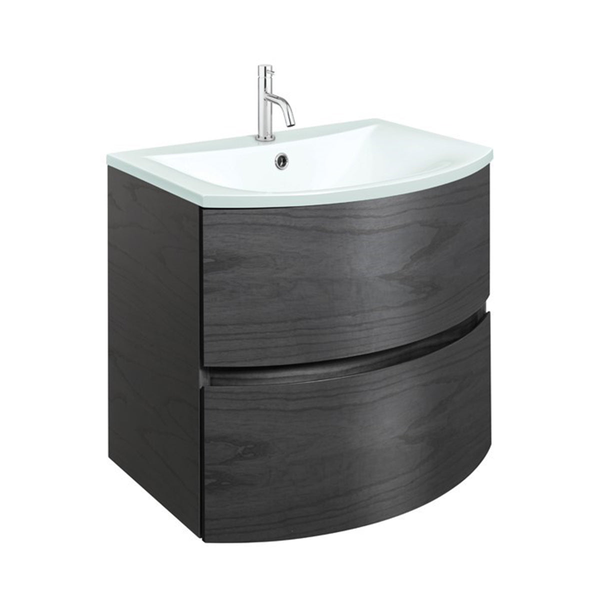 Crosswater Svelte 600 Unit & Ice White Glass Basin