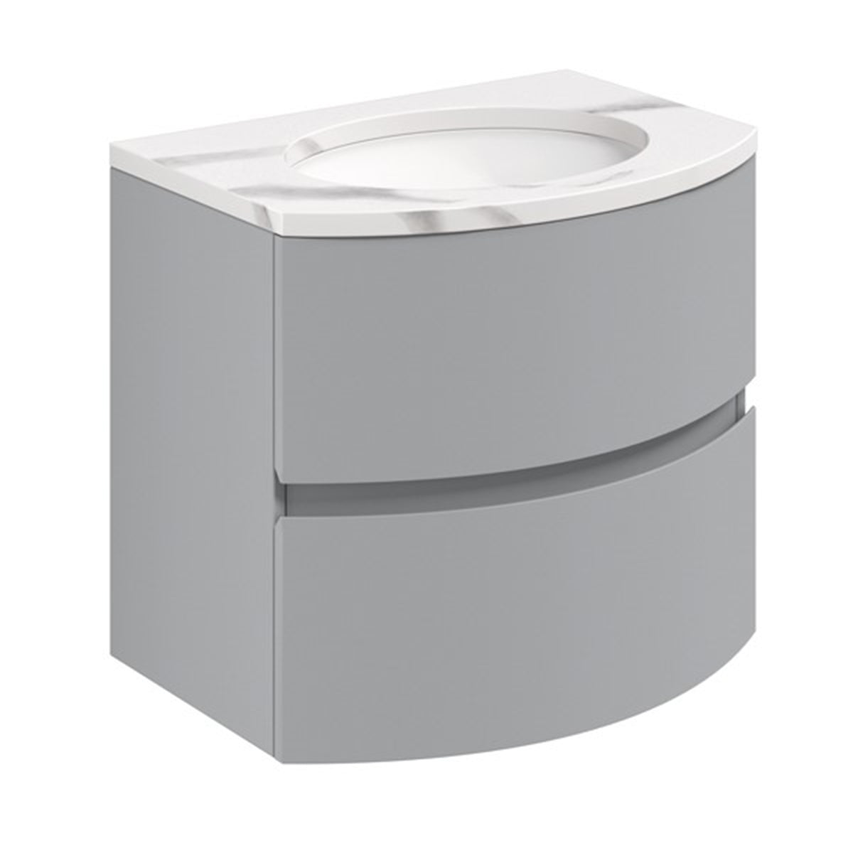 Crosswater Svelte 600 Wall Mounted Unit with 600 Calcutta Marble Effect Basin
