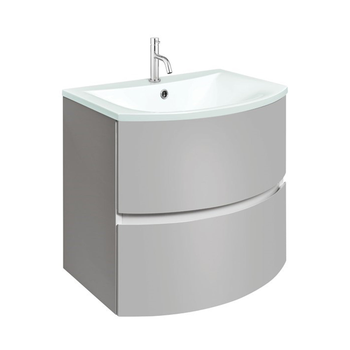 Crosswater Svelte 600 Unit & Ice White Glass Basin