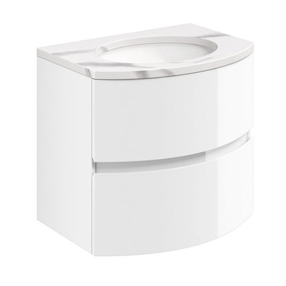 Crosswater Svelte 600 Wall Mounted Unit with 600 Calcutta Marble Effect Basin