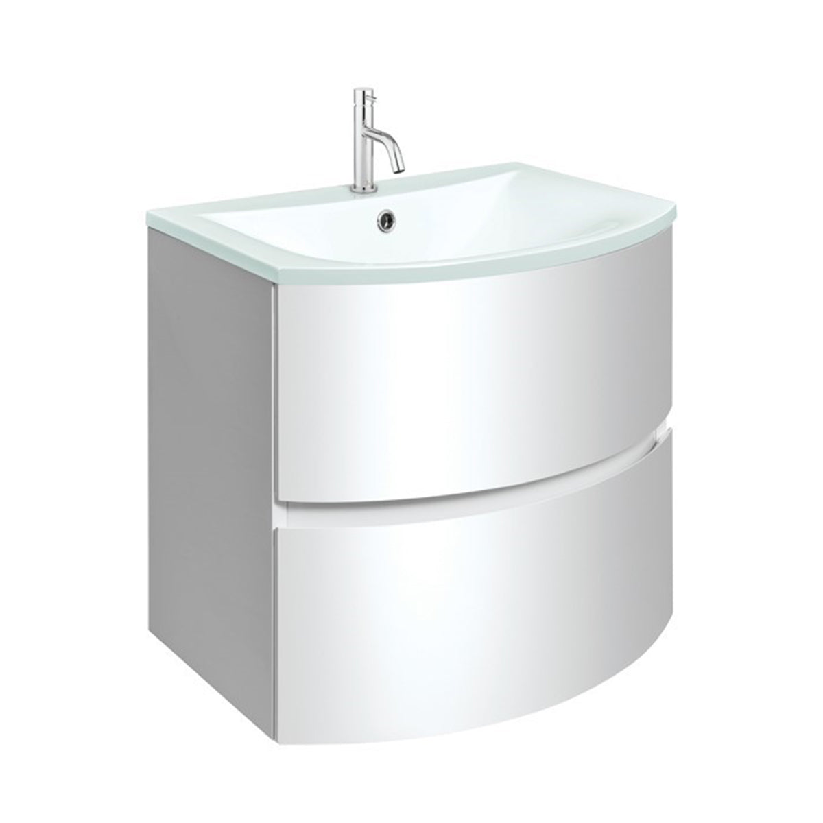 Crosswater Svelte 600 Unit & Ice White Glass Basin