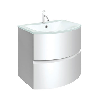 Crosswater Svelte 600 Unit & Ice White Glass Basin