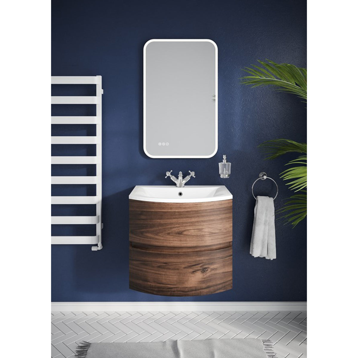 Crosswater Svelte 600 Unit & Ice White Glass Basin