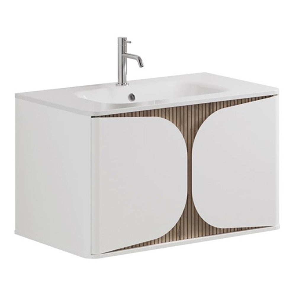 Crosswater Tambour 800mm One Drawer Wall Hung Vanity with 1TH Basin