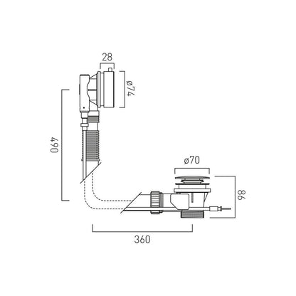 Vado WG-71552A-CP Bath Waste with Twist Waste Operation