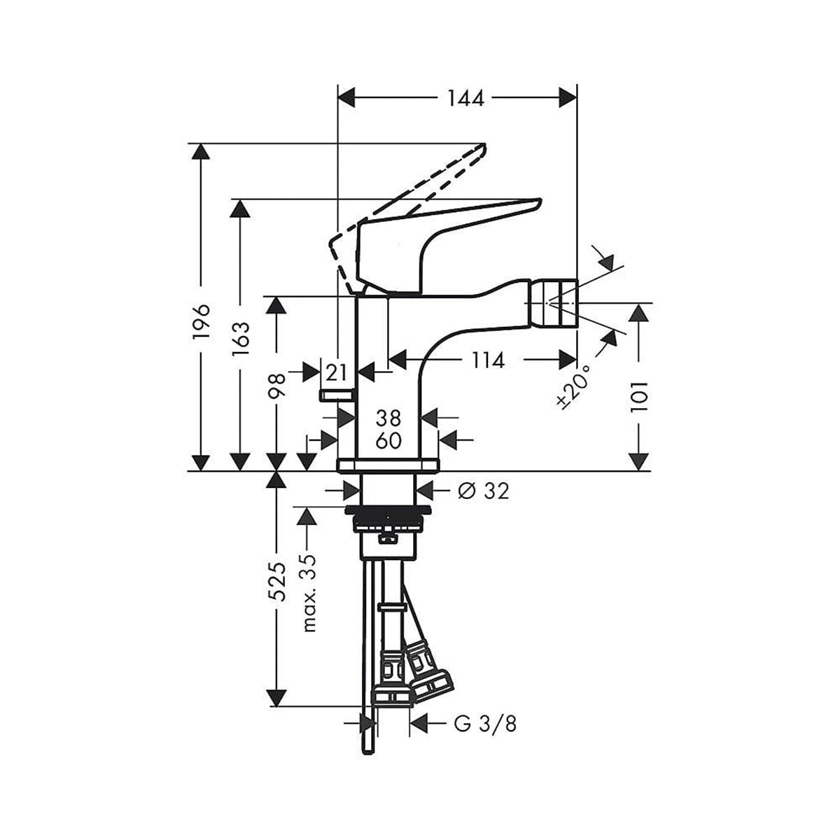 AXOR 36121000 Citterio E Single Lever Bidet Mixer for Smooth Water Flow Control